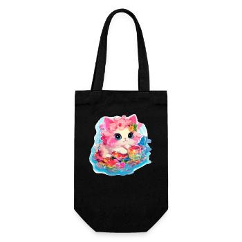 Katze - Illustration - Geschenkbeutel für Flaschen - Schwarz - Vorne