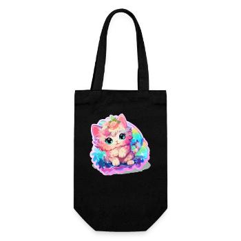 Katze - Illustration - Geschenkbeutel für Flaschen - Schwarz - Vorne