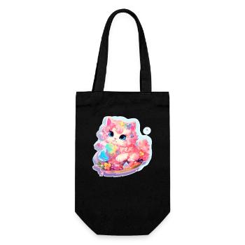 Katze - Illustration - Geschenkbeutel für Flaschen - Schwarz - Vorne