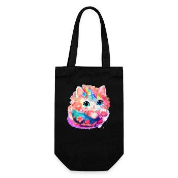 Katze - Illustration - Geschenkbeutel für Flaschen - Schwarz - Vorne