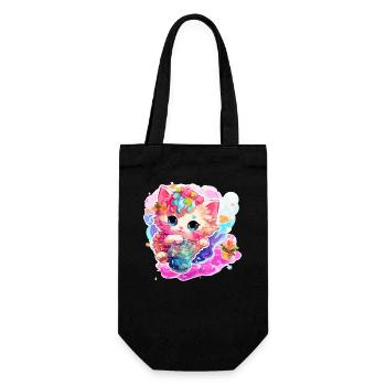 Chat - illustration - Sac à bouteille - noir - Devant