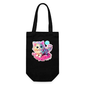 Katze - Illustration - Geschenkbeutel für Flaschen - Schwarz - Vorne