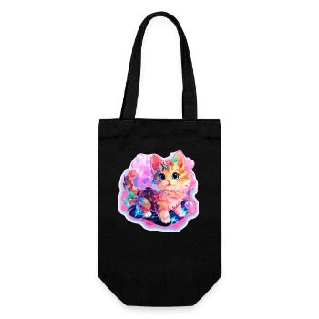 Katze - Illustration - Geschenkbeutel für Flaschen - Schwarz - Vorne