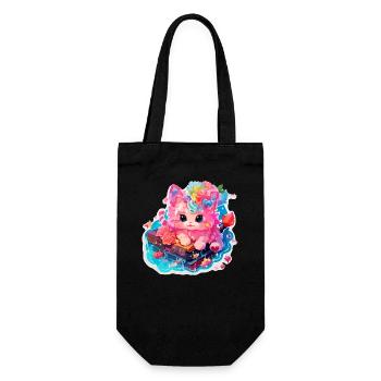 Katze - Illustration - Geschenkbeutel für Flaschen - Schwarz - Vorne