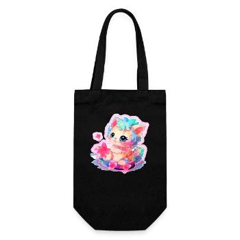 Katze - Illustration - Geschenkbeutel für Flaschen - Schwarz - Vorne