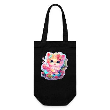 Katze - Illustration - Geschenkbeutel für Flaschen - Schwarz - Vorne