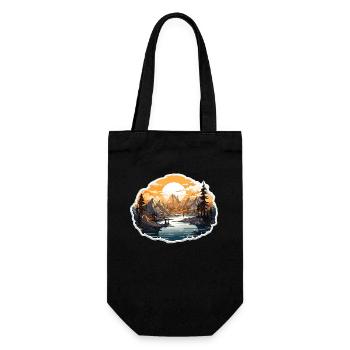 Landschaft - Illustration - Geschenkbeutel für Flaschen - Schwarz - Vorne