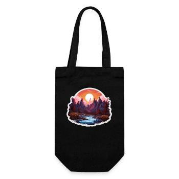 Landscape - Illustration - Gift Bag for Bottles - black - Front
