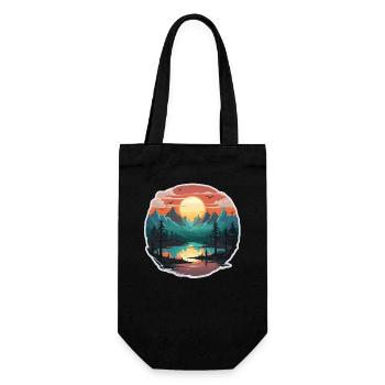 Landscape - Illustration - Gift Bag for Bottles - black - Front