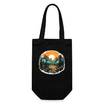 Landschaft - Illustration - Geschenkbeutel für Flaschen - Schwarz - Vorne