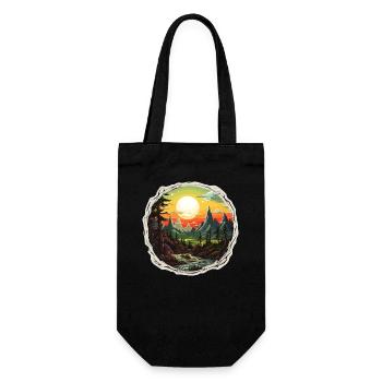 Landschaft - Illustration - Geschenkbeutel für Flaschen - Schwarz - Vorne