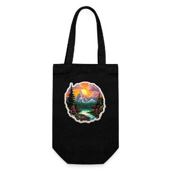 Landschaft - Illustration - Geschenkbeutel für Flaschen - Schwarz - Vorne