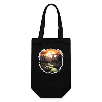 Landscape - Illustration - Gift Bag for Bottles - black - Front