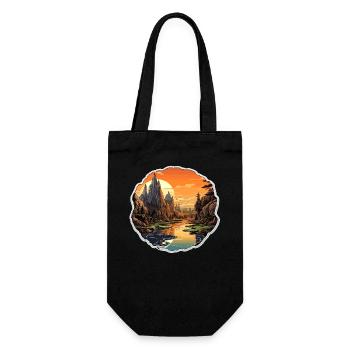 Landscape - Illustration - Gift Bag for Bottles - black - Front