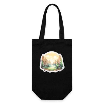 Landschaft - Illustration - Geschenkbeutel für Flaschen - Schwarz - Vorne