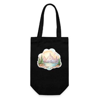 Landschaft - Illustration - Geschenkbeutel für Flaschen - Schwarz - Vorne