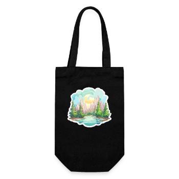 Landschaft - Illustration - Geschenkbeutel für Flaschen - Schwarz - Vorne