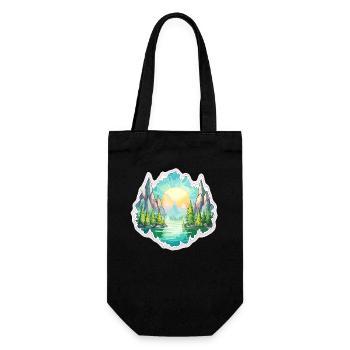 Landscape - Illustration - Gift Bag for Bottles - black - Front