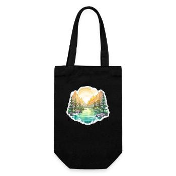 Landscape - Illustration - Gift Bag for Bottles - black - Front