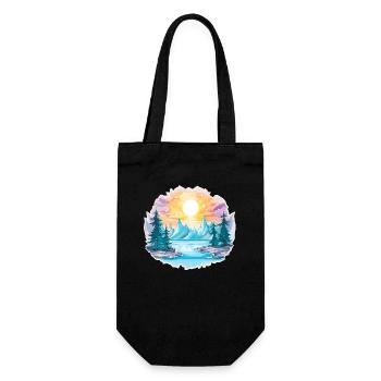 Landscape - Illustration - Gift Bag for Bottles - black - Front