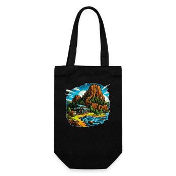 Landschaft - Illustration - Geschenkbeutel für Flaschen - Schwarz - Vorne
