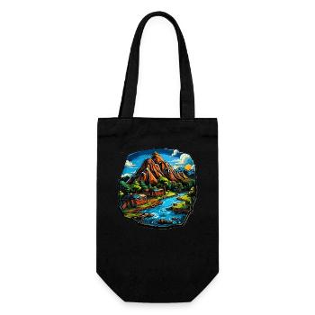 Landscape - Illustration - Gift Bag for Bottles - black - Front
