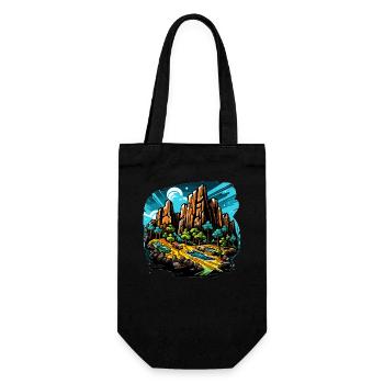 Landscape - Illustration - Gift Bag for Bottles - black - Front