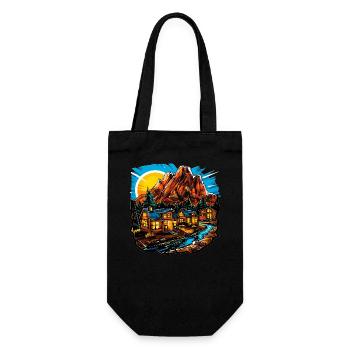 Landscape - Illustration - Gift Bag for Bottles - black - Front