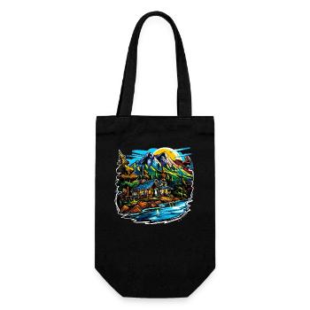 Landschaft - Illustration - Geschenkbeutel für Flaschen - Schwarz - Vorne