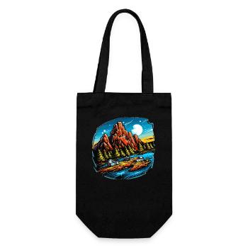 Landschaft - Illustration - Geschenkbeutel für Flaschen - Schwarz - Vorne