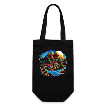 Landscape - Illustration - Gift Bag for Bottles - black - Front