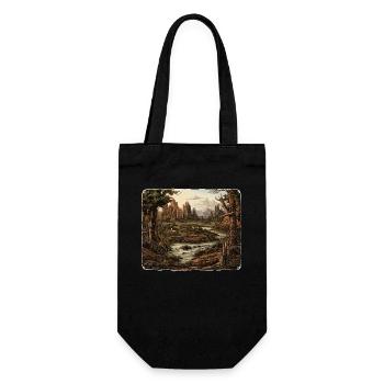 Landscape - Illustration - Gift Bag for Bottles - black - Front