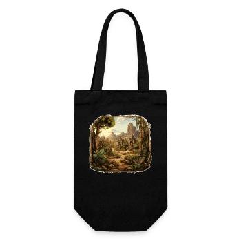 Landschaft - Illustration - Geschenkbeutel für Flaschen - Schwarz - Vorne
