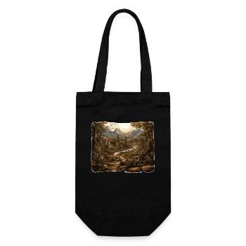 Landschaft - Illustration - Geschenkbeutel für Flaschen - Schwarz - Vorne
