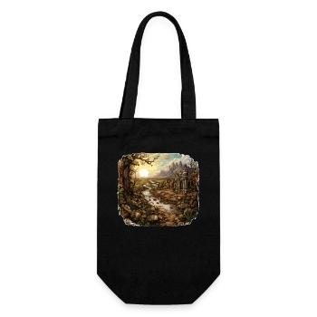 Landscape - Illustration - Gift Bag for Bottles - black - Front