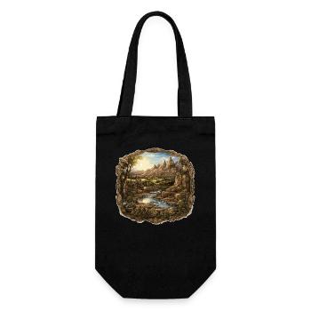 Landscape - Illustration - Gift Bag for Bottles - black - Front