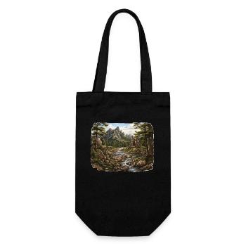 Landschaft - Illustration - Geschenkbeutel für Flaschen - Schwarz - Vorne