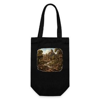 Landschaft - Illustration - Geschenkbeutel für Flaschen - Schwarz - Vorne