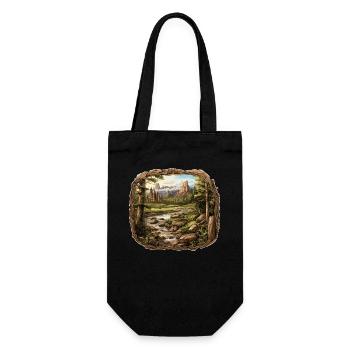 Landscape - Illustration - Gift Bag for Bottles - black - Front