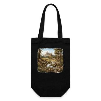 Landschaft - Illustration - Geschenkbeutel für Flaschen - Schwarz - Vorne
