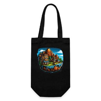 Landscape - Illustration - Gift Bag for Bottles - black - Front