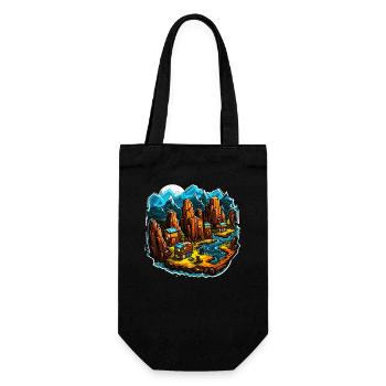 Landschaft - Illustration - Geschenkbeutel für Flaschen - Schwarz - Vorne