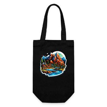 Landschaft - Illustration - Geschenkbeutel für Flaschen - Schwarz - Vorne