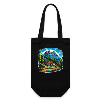Landscape - Illustration - Gift Bag for Bottles - black - Front