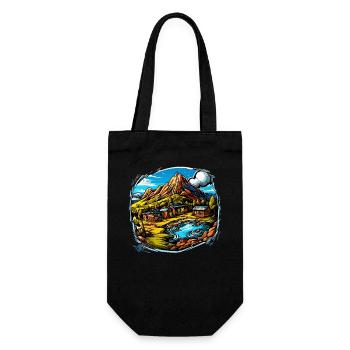 Landschaft - Illustration - Geschenkbeutel für Flaschen - Schwarz - Vorne
