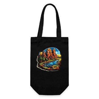 Landscape - Illustration - Gift Bag for Bottles - black - Front