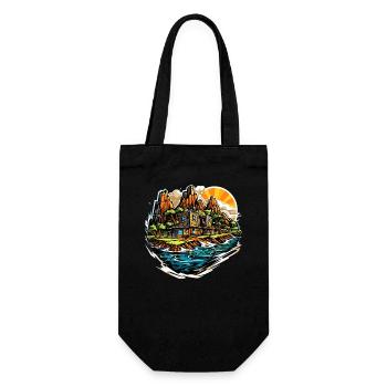 Landschaft - Illustration - Geschenkbeutel für Flaschen - Schwarz - Vorne