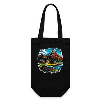 Landschaft - Illustration - Geschenkbeutel für Flaschen - Schwarz - Vorne