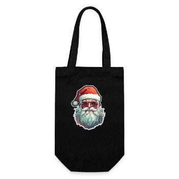 Weihnachtsmann - Illustration - Geschenkbeutel für Flaschen - Schwarz - Vorne