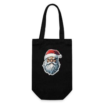 Weihnachtsmann - Illustration - Geschenkbeutel für Flaschen - Schwarz - Vorne